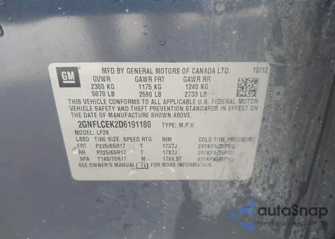 2013 Chevrolet Equinox Ls z USA, uszkodzony, nr VIN 2GNFLCEK2D6191180